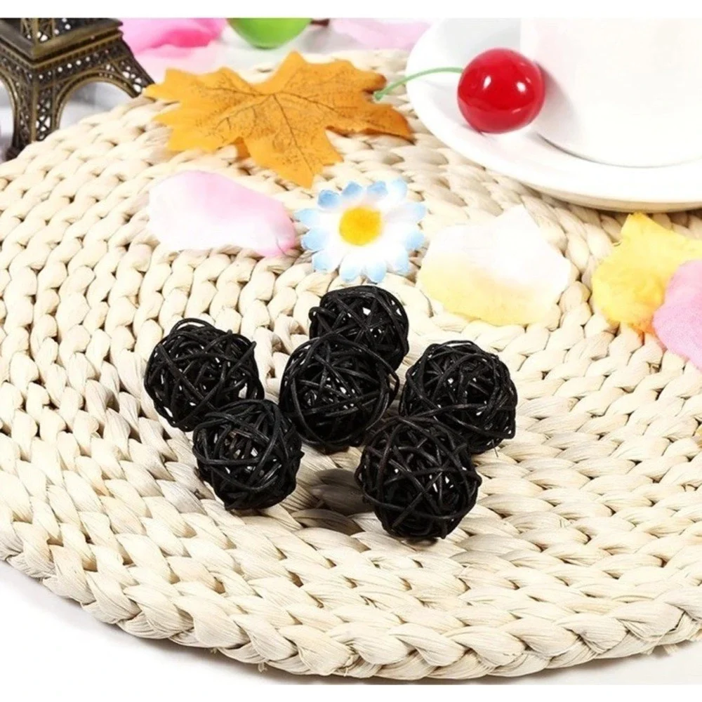 Wicker Rattan Balls Black 1.2